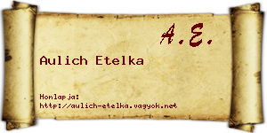 Aulich Etelka névjegykártya